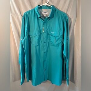 AFTCO Teal Button-Up Long Sleeve Shirt